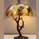 Large Tiffany Style Grape Tree Table Lamp Stained Glass Art Nouveau Lamp Birds