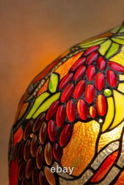 Large Tiffany Style Grape Tree Table Lamp Stained Glass Art Nouveau Lamp Birds