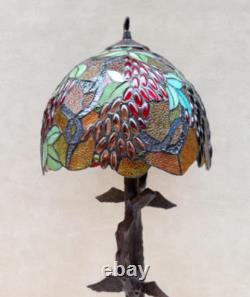 Large Tiffany Style Grape Tree Table Lamp Stained Glass Art Nouveau Lamp Birds