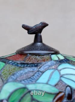 Large Tiffany Style Grape Tree Table Lamp Stained Glass Art Nouveau Lamp Birds