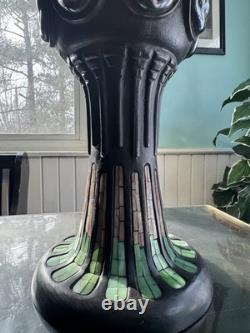 Large Tiffany Style Vintage Stained Glass Table Lamp With Tiffany Style Base