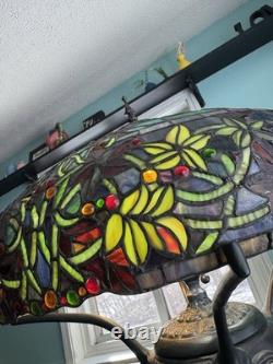 Large Tiffany Style Vintage Stained Glass Table Lamp With Tiffany Style Base