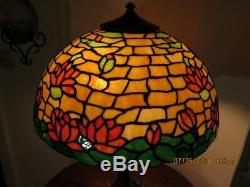 Large Wilkinson Waterlily Stained Glass Lamp Antique