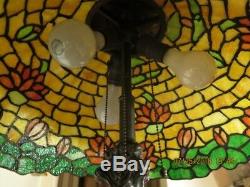 Large Wilkinson Waterlily Stained Glass Lamp Antique