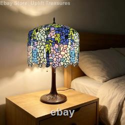 Large Wisteria Blue Stained Mosaic Glass Tiffany Table Lamp Limited Edition