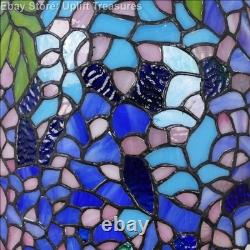 Large Wisteria Blue Stained Mosaic Glass Tiffany Table Lamp Limited Edition Large Wisteria Blue Stained Mosaic Glass Tiffany Table Lamp Limited Edition