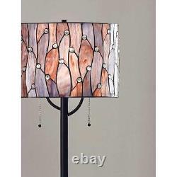 Lavendar Tiffany Style Stained Glass Floor Lamp