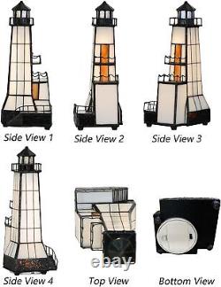 Lighthouse Tiffany Style Stained Glass Accent Table Lamp Night Lookout Platform