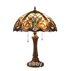 Lighting Lennon Tiffany-Style Dark Bronze 2 Light Victorian Table Lamp 16 Shade