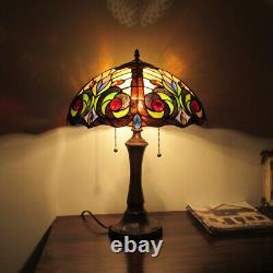 Lighting Lennon Tiffany-Style Dark Bronze 2 Light Victorian Table Lamp 16 Shade