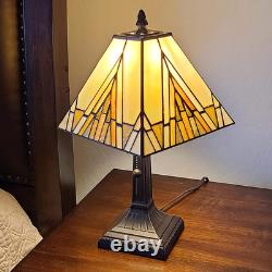Lighting Tiffany Style Mission Table Lamp with Vintage Stained Glass Decor