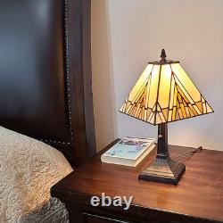 Lighting Tiffany Style Mission Table Lamp with Vintage Stained Glass Decor