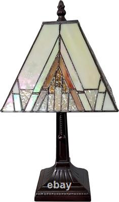 Lighting Tiffany Style Mission Table Lamp with Vintage Stained Glass Decor