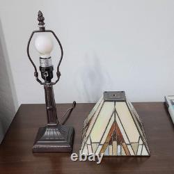 Lighting Tiffany Style Mission Table Lamp with Vintage Stained Glass Decor