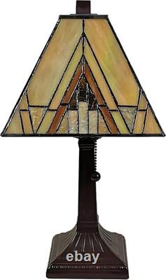 Lighting Tiffany Style Mission Table Lamp with Vintage Stained Glass Decor