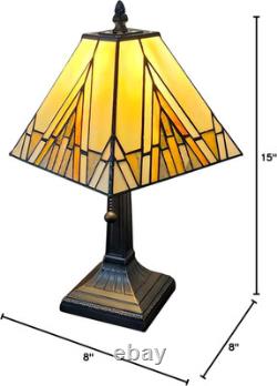 Lighting Tiffany Style Mission Table Lamp with Vintage Stained Glass Decor