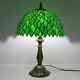 Longhuijing Green Leaf Tiffany Style Table Lamp, Stained Glass For Bedroom