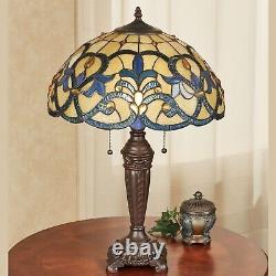 Lorne Stained Glass Table Lamp Blue, Gold, Cream Tiffany Style