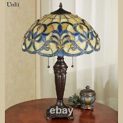 Lorne Stained Glass Table Lamp Blue, Gold, Cream Tiffany Style