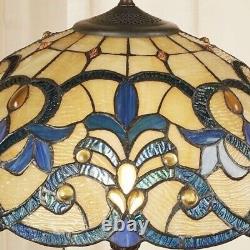 Lorne Stained Glass Table Lamp Blue, Gold, Cream Tiffany Style