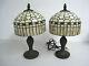 Lot Of 2 14 Vintage Tiffany Style Table Lamp Multi-color Stained Glass