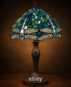 Luxury Dragonfly Tiffany Style Stained Glass Table Lamp 18 Art Nouveau Decor