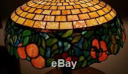 MASSIVE signed Handel Arts & Crafts Leaded Slag Stained Glass Lamp Tiffany Era