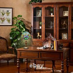 MIAOKE Stained Glass Table Lamp, Stained Glass Crystal Bead Style Table Light, Ha