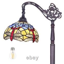 MOOVIEW Tiffany Floor Lamp Dragonfly Stained Glass Floor Reading Lamp 61'' Ta