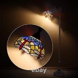 MOOVIEW Tiffany Floor Lamp Dragonfly Stained Glass Floor Reading Lamp 61'' Ta