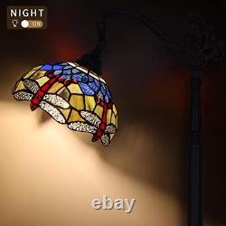 MOOVIEW Tiffany Floor Lamp Dragonfly Stained Glass Floor Reading Lamp 61'' Ta