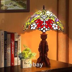 MOOVIEW Tiffany Lamp Stained Glass Bedside Lamp for Bedroom 22'' Tal