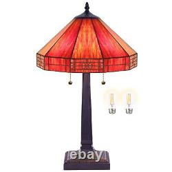 MOOVIEW Tiffany Lamp Stained Glass Bedside Table Lamp for Bedroom Living Room