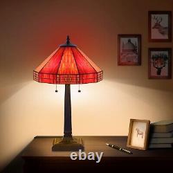 MOOVIEW Tiffany Lamp Stained Glass Bedside Table Lamp for Bedroom Living Room