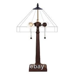 MOOVIEW Tiffany Lamp Stained Glass Bedside Table Lamp for Bedroom Living Room