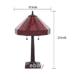 MOOVIEW Tiffany Lamp Stained Glass Bedside Table Lamp for Bedroom Living Room