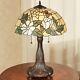 Magnolia Butterfly Stained Glass Table Lamp Ivory Art Nouveau Inspired