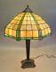 Massive 29 Signed Handel Lamp With Bronze C. 1915 Antique Leaded Stained Glass