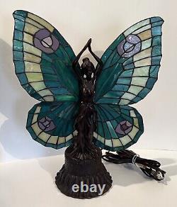 Meyda 48018 Tiffany Stained Glass & Bronze Two Light Specialty Accent Table Lamp