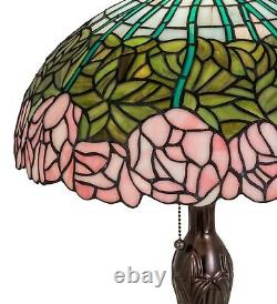 Meyda Lighting Tiffany Style Stained Glass 23 Cabbage Rose Flower Table Lamp