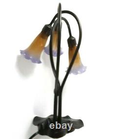 Meyda Tiffany 13595 Metal & Glass Three Blooming Lilies Desk Lamp Multi-Color