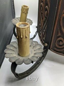 Mid Century Modern Amber Stained Glass Chandelier Light Fixture 6 Lamp Chain VTG