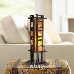 Mission Accent Table Lamp Iron Column Stained Glass for Living Room Bedroom Desk