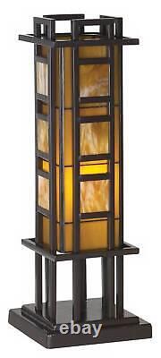 Mission Accent Table Lamp Iron Column Stained Glass for Living Room Bedroom Desk