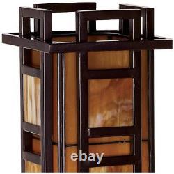 Mission Accent Table Lamp Iron Column Stained Glass for Living Room Bedroom Desk