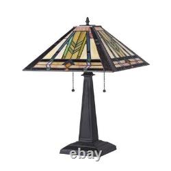 Mission Design Multi Color Stained Glass Tiffany Style Table Lamp
