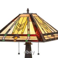 Mission Design Multi Color Stained Glass Tiffany Style Table Lamp