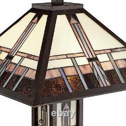 Mission Floor Lamp Art Deco Oiled Bronze Stained Glass For Living Room Reading