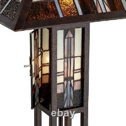 Mission Floor Lamp Art Deco Oiled Bronze Stained Glass For Living Room Reading