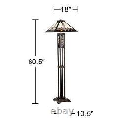 Mission Floor Lamp Art Deco Oiled Bronze Stained Glass For Living Room Reading